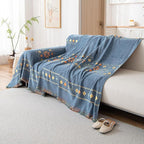 DREAMINGO Blue Boho Couch Cover Geometric Jacquard Sofa Covers - Image 2