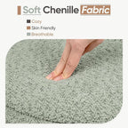 Round Storage Ottoman with Tray Lid, Folding Chenille Fabric Footrest with - Image 6