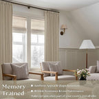 Extra Long Pinch Pleated Linen 108 Inch Curtains Tan Brown 2 Panels Set | Grey - Image 2