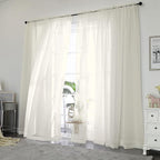 Sheer Curtains 84 Inches Long 2 Panels Set, Ivory Sheer Curtain by OWENIE