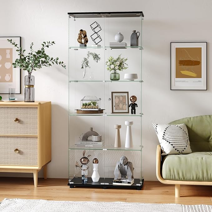APRILSOUL Glass Display Cabinet 5-Shelf - Image 3