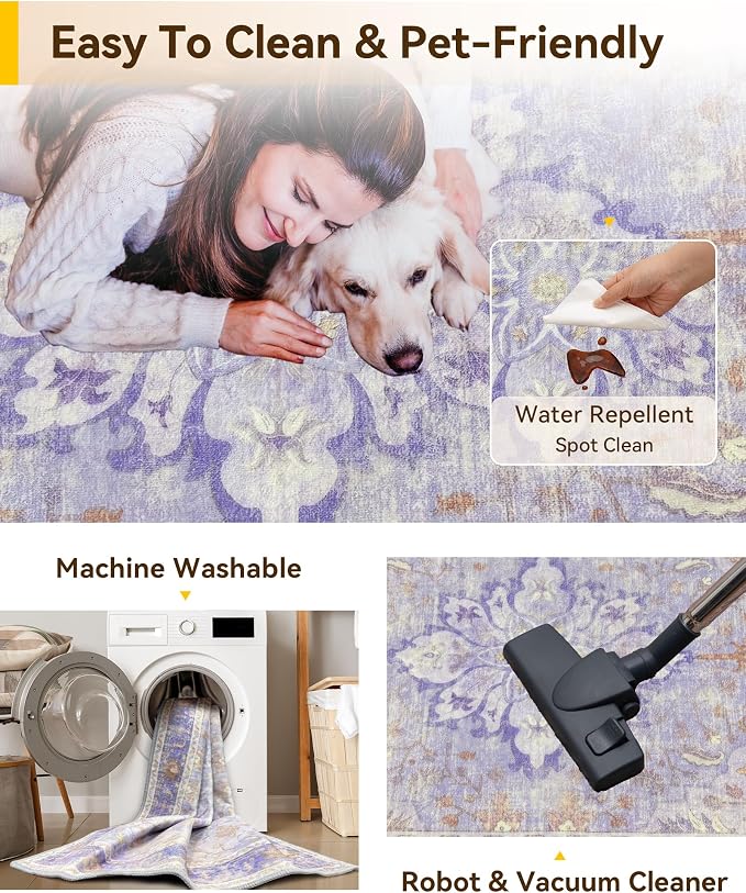 RELEANY Washable Area Rug, Small 2'6"x4', Water Repellent, Pet Friendly - Image 4