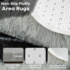6x9 Large Black and Grey Fluffy Area Rug Non-Slip - Image 4