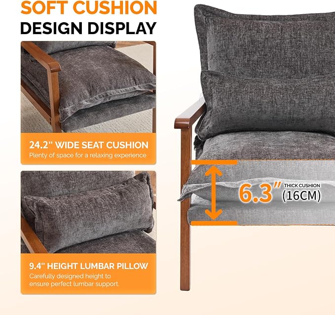 VINGLI Mid-Century Modern Cloud Accent Armchair - Image 7