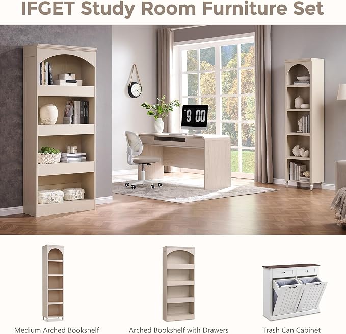 IFGET 76" Tall Arched Bookcase - Image 6