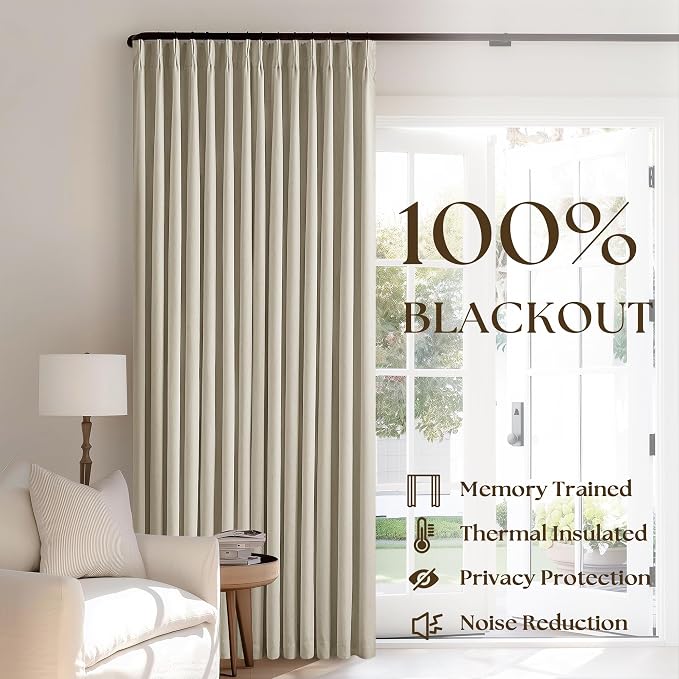 Burlywood Birch Pleated Blackout Linen 92 Inch Long Curtains 60 Inch Wide | - Image 4