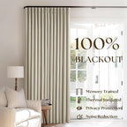 Burlywood Birch Black Out Pleated Linen Curtains 102 Inches Long 2 Panels | 2 - Image 3