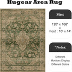 10x14 Green Retro Floral Washable Area Rug - Image 2
