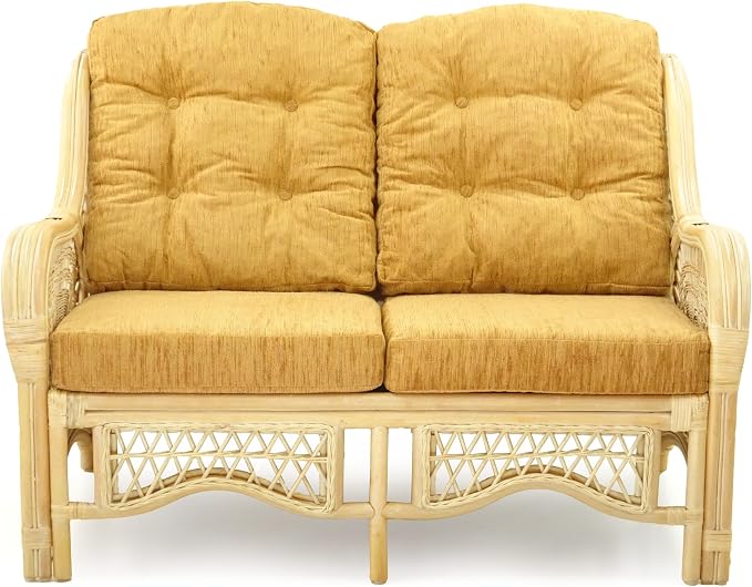 Malibu Lounge Loveseat Natural Color, Sofa Natural Rattan Wicker Handmade Design - Image 3