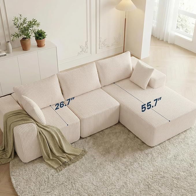 DUMOS 108" Boneless Couch, Cloud Sectional Couch - Image 4
