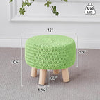 Wimarsbon Pouf Ottoman, 100% Cotton Knitted Boho Footstool, Round Footrest - Image 3