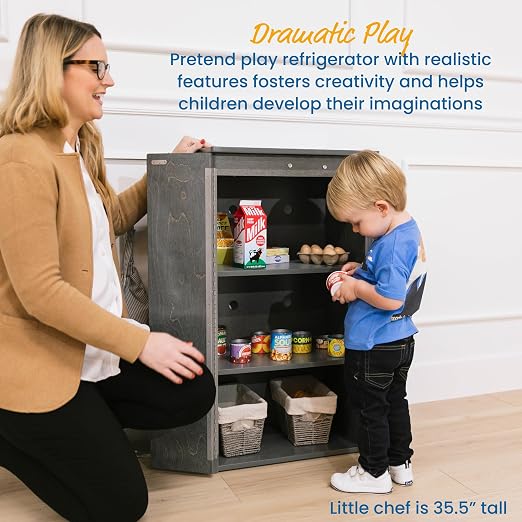 ECR4Kids Wooden Pretend Play Kitchen Refrigerator - Image 3
