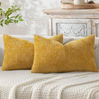 MIULEE Decorative Lumbar Throw Pillow Covers 12x20 in Mustard Yellow 2 Pack | by MIULEE