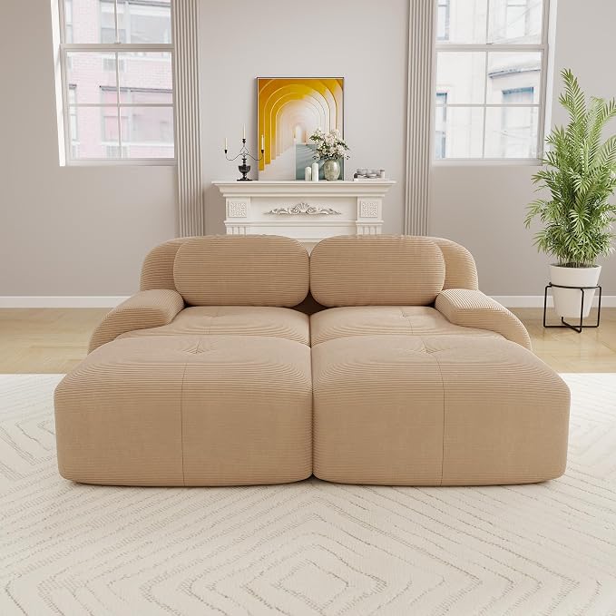 Boneless Sectional Couch, No Assembly Required, 81.8” U Shaped Modular Cloud - Image 2