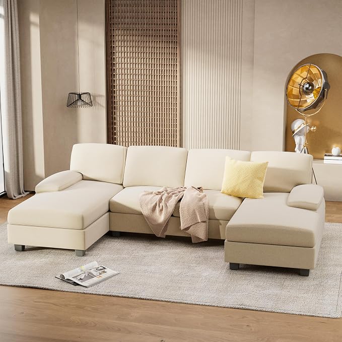 Furniwell Convertible Sectional Sofa Couch, 4 Seat Sofa Set - Image 3