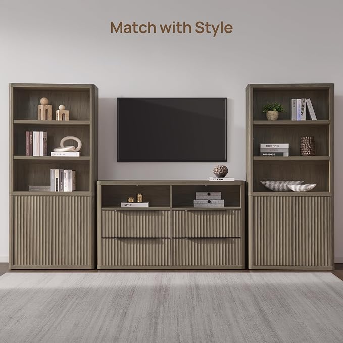 SICOTAS Book Shelf with Doors 71" Tall 6 Tier Bookshelf with Adjustable Shelves - Image 8