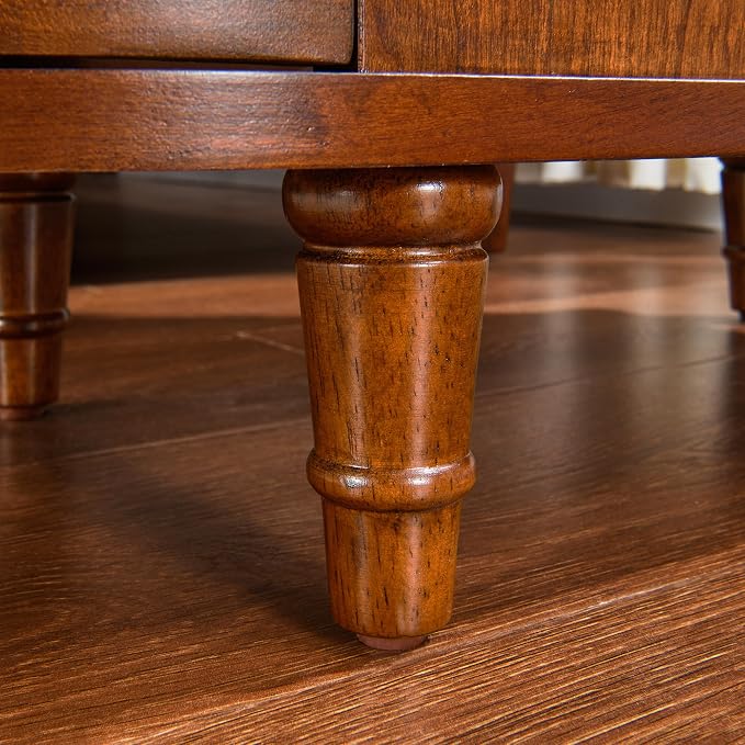 Slim End Table with 2 Storage Drawers, Retro Vintage Sofa Beside Table - Image 9
