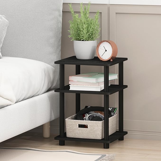 Furinno TURN-N-TUBE Side Table, 3-Tier Square Modern End Table, Open Shelves - Image 2