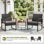 Flamaker 3 Pieces Patio Set Outdoor Wicker Furniture Modern Bistro Rattan Chair - Image 2