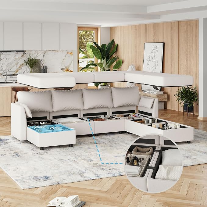 Huatean Home Modular Sectional Sofa, 7 Seat Modular Couch - Image 4