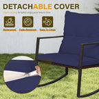 SUNCROWN 3 Piece Outdoor Rocking Bistro Set Brown Wicker Furniture Porch Chairs - Image 7