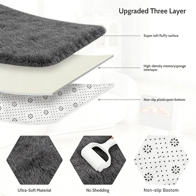 9x12 Area Rug Fluffy Shaggy Ultra Soft Faux Fur Non-Slip Machine Washable Carpet - Image 5