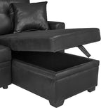 Eafurn Faux Leather Tufted Convertible Sleeper Sectional Sofa Bed, 3 Seater L - Image 10