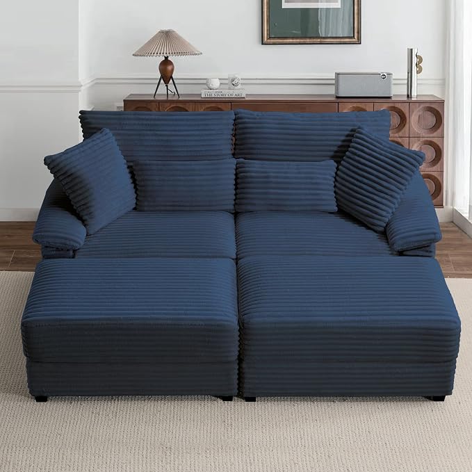 SUNWAVE 74" W Double Chaise Lounge Chair Indoor, Oversized Loveseat - Image 7