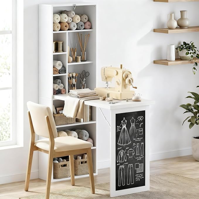 HOMCOM Foldable Convertible Writing Table, Wall Mounted Space-Saving Computer - Image 8