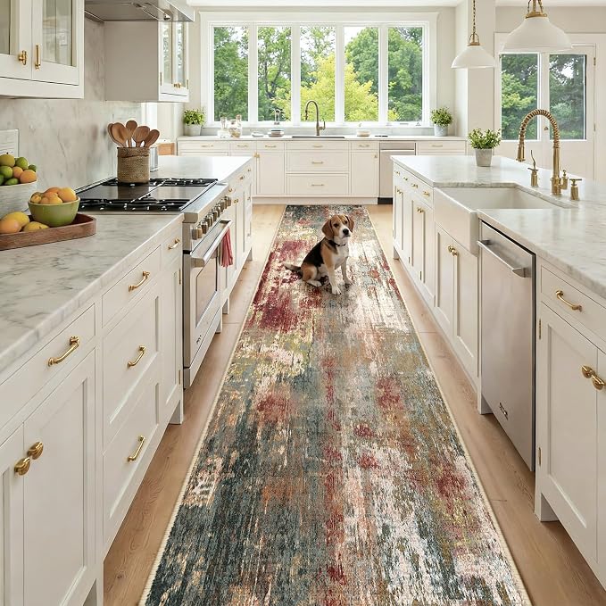 RELEANY Washable Runner 2'6"x14' Abstract Area Rug by RELEANY