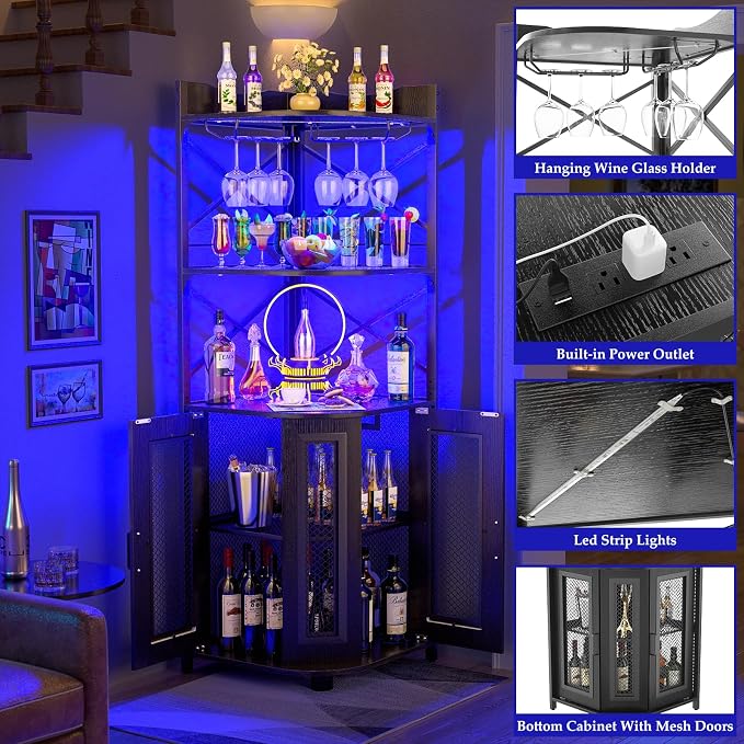 Aheaplus Corner Bar Cabinet - Image 3