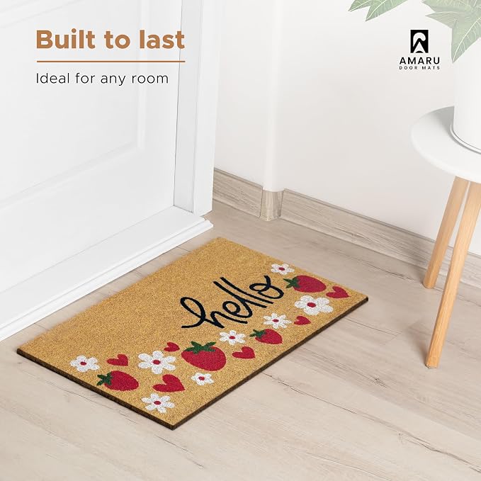 Coir Welcome Mat, Strawberries, 17 x 29 in | 100% Natural Coir, Anti-Shedding - Image 7