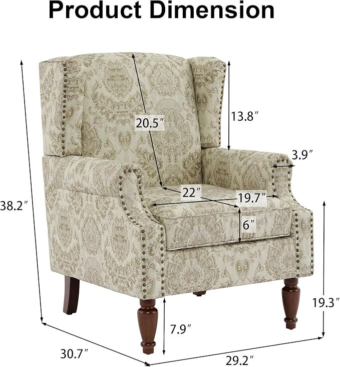 Pia Ricco Set of 2 Floral Accent Chairs, High Back Upholstered Armchairs - Image 2