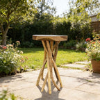 Greenage Teak Branch Coffee Table 15.7"x15.7"x27.6" Wooden Live Edge Side Table - Image 7