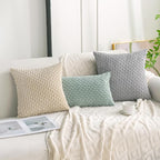 Set of 4 Beige Decorative Throw Pillow Covers 16x16 Inch Corduroy Pillow Covers - Image 3