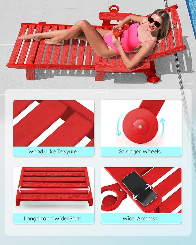 Patio Chaise Lounge Chair Set of 2, Oversize Lounge Chairs - Image 5