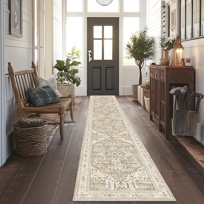 Yamaziot Washable Runner Rug, 2x12 Non-Slip Boho Hallway Kitchen Rug | Stain by Yamaziot