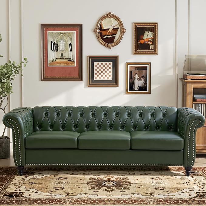 LEVNARY Chesterfield Sofa, 3 Seater Tufted Couch by LEVNARY