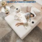 IDEALHOUSE 60" Oversized Chaise Lounge Chair Indoor, Comfy Corduroy Lounge Sofa - Image 6