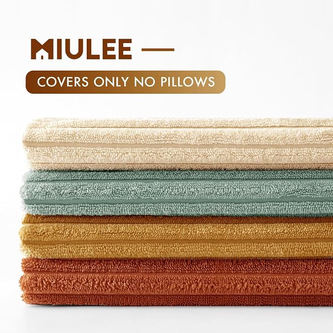 MIULEE Soft Corduroy Decorative Throw Pillow Covers Teal-Rust 16x16 | Set of 4 - Image 7