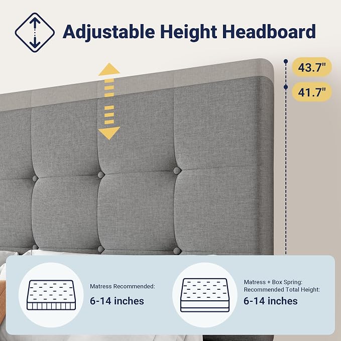 Allewie Upholstered Queen Size Platform Bed Frame - Image 4