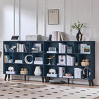 LEYAOYAO 10 Cube Bookshelf, 3 Tier Vintage 55" Wide Bookcase - Image 3
