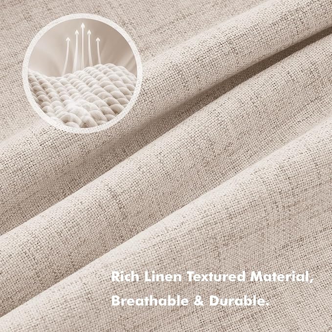 MIULEE 100% Blackout Linen Curtains 42 x 72 Inch Natural 2 Panels | Thermal - Image 3