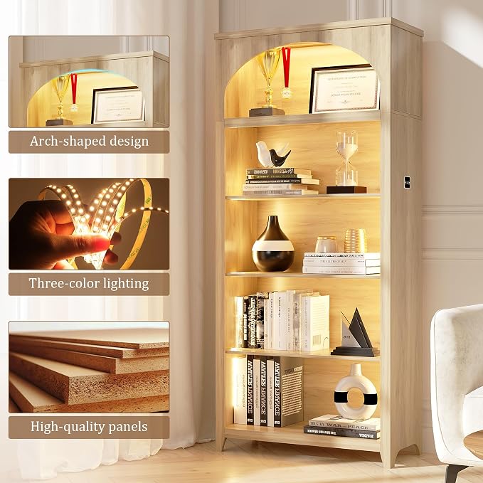 Dystler 5-Tier Arched Bookshelf - Image 7