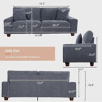 DOPEDIO Modern Loveseat Sofa for Living Room, Chenille Recliner, Removable Cover - Image 2