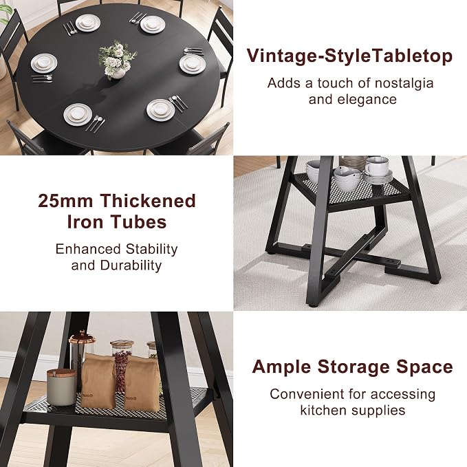 Jocoevol 51'' Round Dining Table, Kitchen Dining Room Circle Dinner Pedestal - Image 6