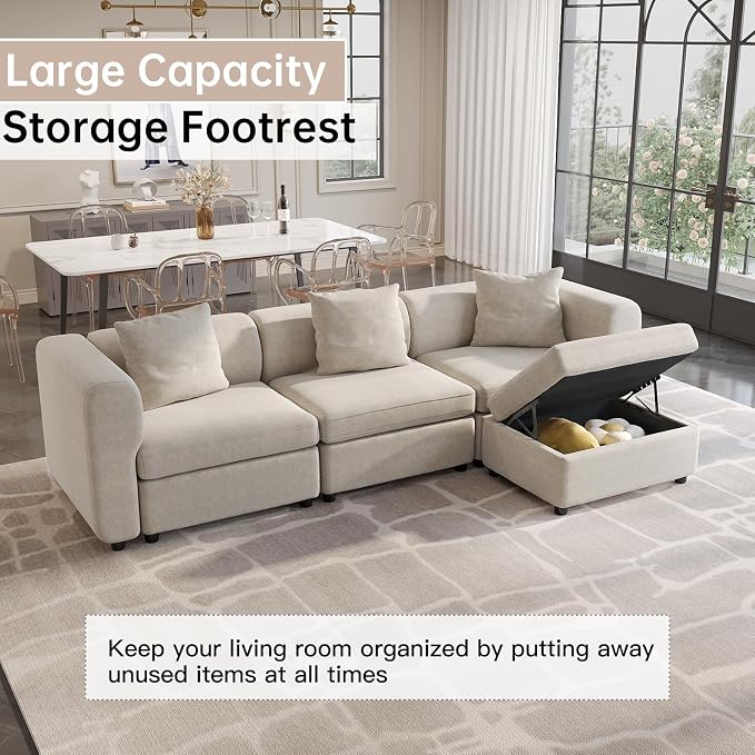 Guyii Velvet U-Shaped Sectional Sofa, Oversized 8-Seater Convertible Couch - Image 5