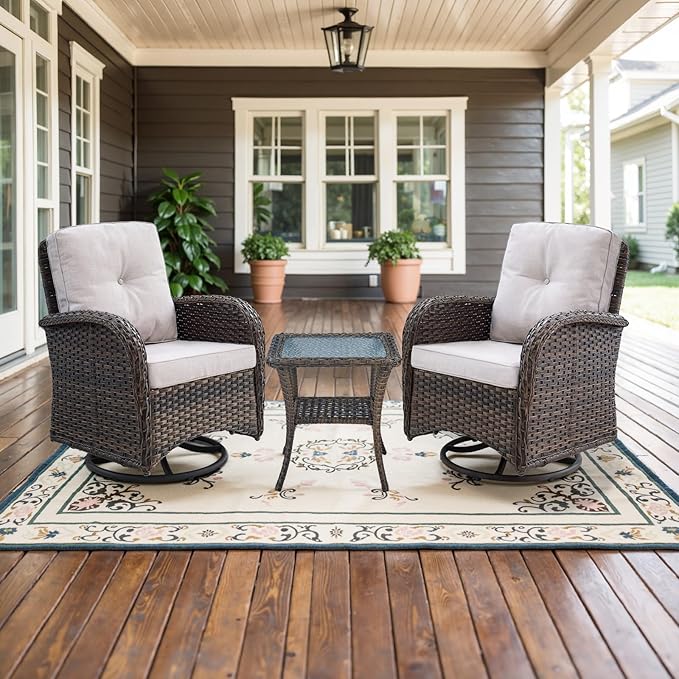 Belord Patio Wicker Chairs Swivel Rocker - Image 3