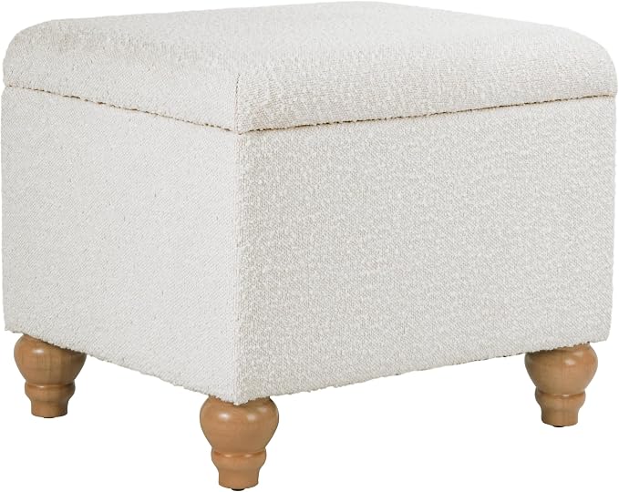 Homepop Home Decor | Upholstered MediumRectangular Storage Ottoman | Hinged Lid by HomePop
