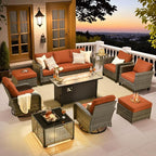ovios 10 Pieces Patio Furniture Set, Outdoor Wicker Sofa Couch by OVIOS